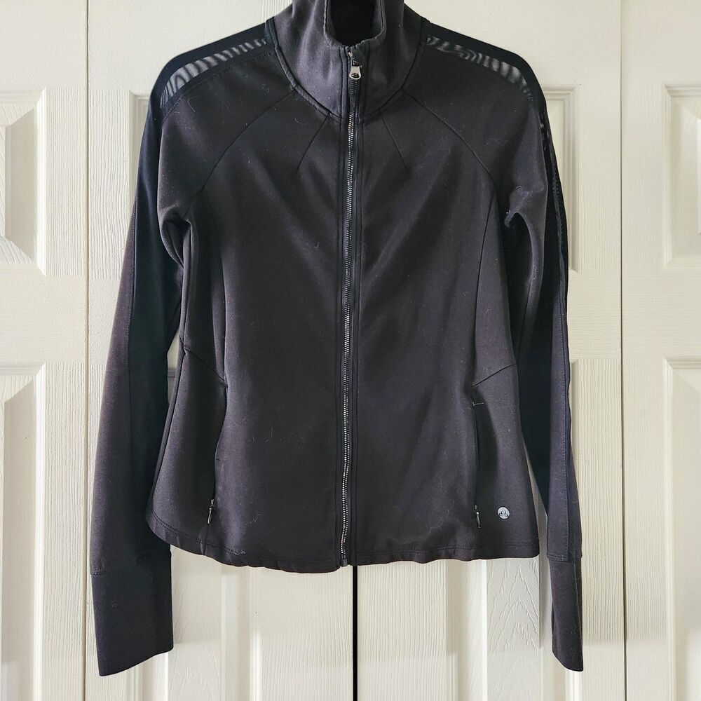 Prana Women's Full Zip Mock Neck Activewear Jacket Thumbholes, Med